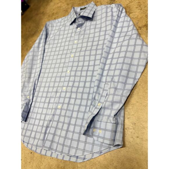 Calibrate Men’s Blue Plaid Dress Shirt – Trim Fit / Non-Iron Stretch - Picture 6 of 16